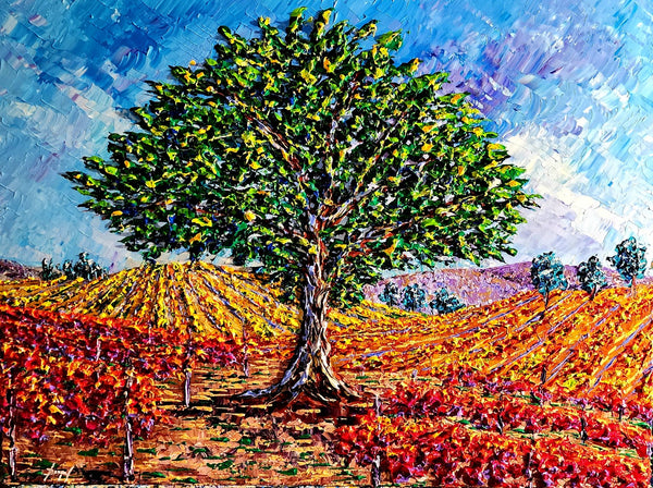 Vines of Autumn Harvest 36x48" original painting by Isabelle Dupuy