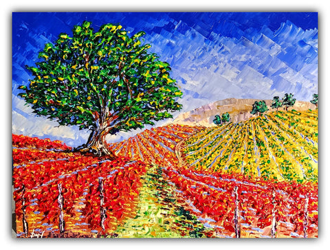 Autumn Vineyards of Bright Color 30x40" original by Isabelle Dupuy