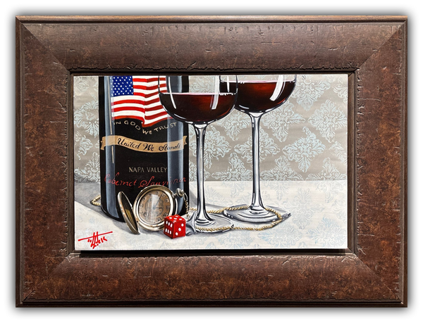 A Toast to Choices 10x16" oil on aluminum artist framed