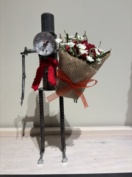 Be Mine Bot by R. Nelson includes removeable scarf and bundle of roses