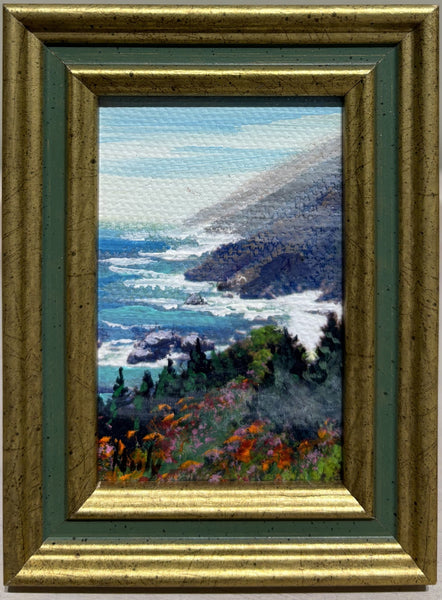 Big Sur miniature original painting of the California Coast by Karen Neely