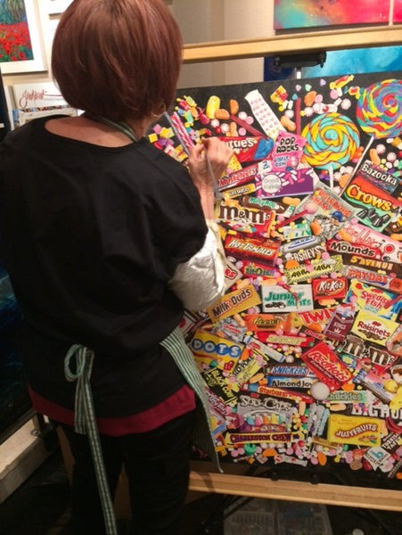 Gail Chandler painting Candyland