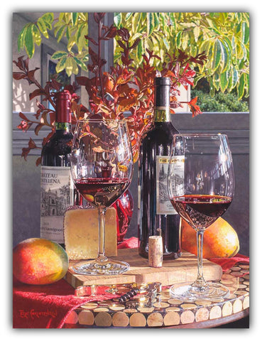 Worth the Wait Original Watercolor by Eric Christensen featuring Chateau Montelena Cabernet.