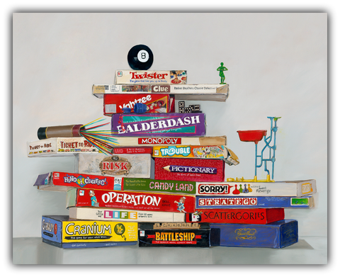 The Games People Play painting of Board Games by Gail Chandler