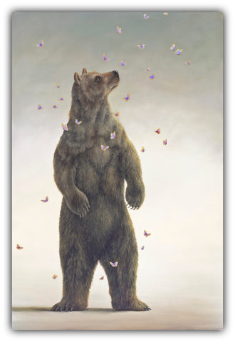 Hero - Ursus II by Robert Bissell features a bear standing tall with butterflies flying around.