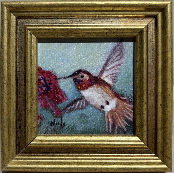 Hummingbird miniature original painting by Karen Neely