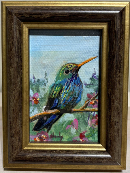 Hummingbird miniature original painting by Karen Neely