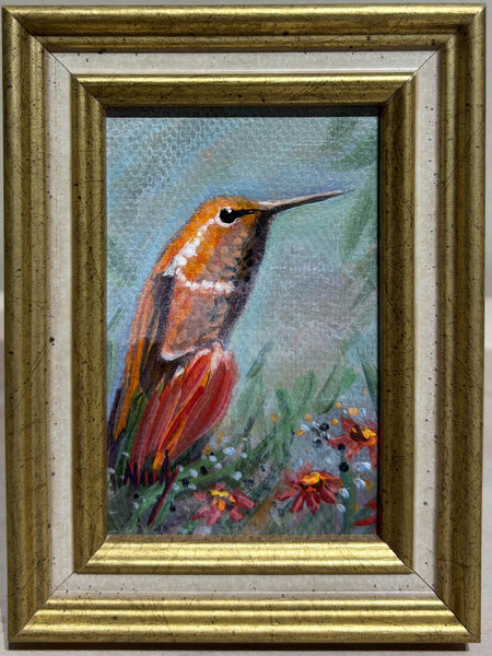 Hummingbird miniature original painting by Karen Neely