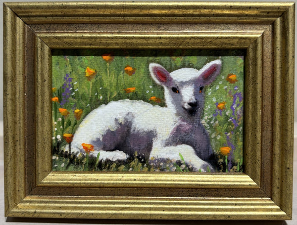 Lamb miniature original painting by Karen Neely