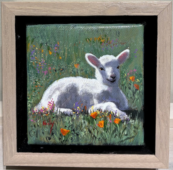 Lamb miniature original painting by Karen Neely