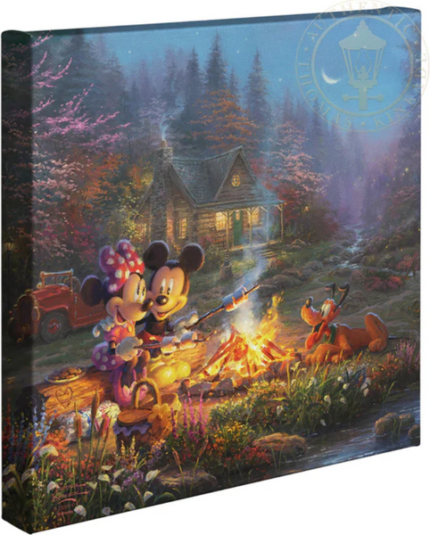 Mickey and Minnie Sweetheart Campfire canvas print available from Thomas Kinkade Studios.