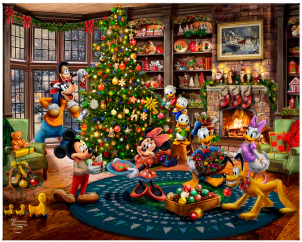 Mickey and Minnie Trimming the Tree canvas print