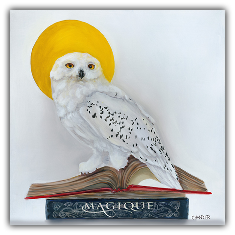 Magique painting of a snowy owl by Gail Chandler