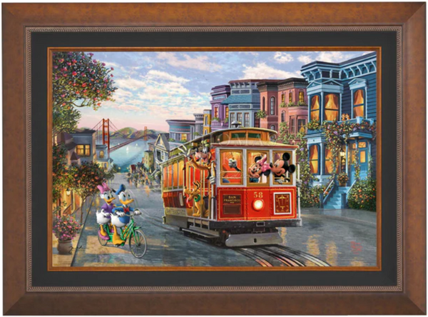 Disney Mickey and Minnie in San Francisco Limited Edition Canvas from Thomas Kinkade Studios -Framed