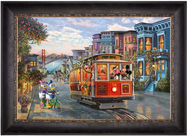 Disney Mickey and Minnie in San Francisco Limited Edition Canvas from Thomas Kinkade Studios -Framed