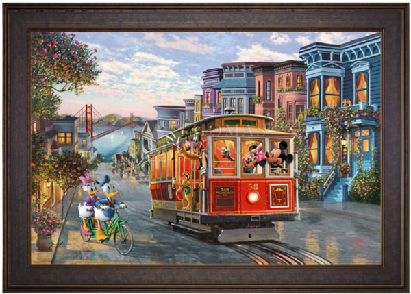 Disney Mickey and Minnie in San Francisco Limited Edition Canvas from Thomas Kinkade Studios -Framed