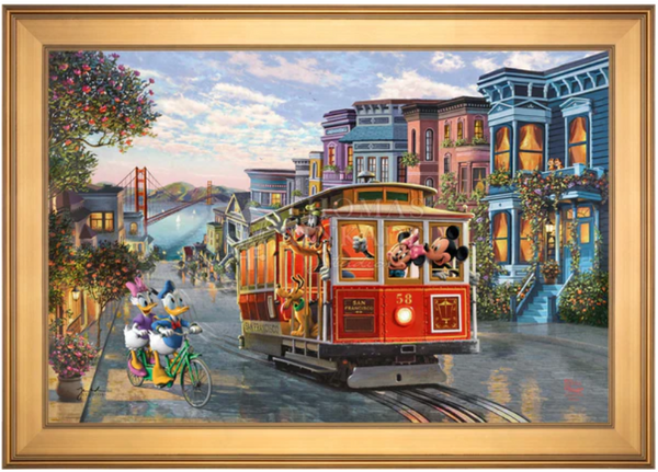 Disney Mickey and Minnie in San Francisco Limited Edition Canvas from Thomas Kinkade Studios -Framed