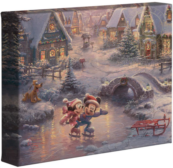 Disney Mickey and Minnie Sweetheart Holiday gallery wrapped canvas print from Thomas Kinkade Studios