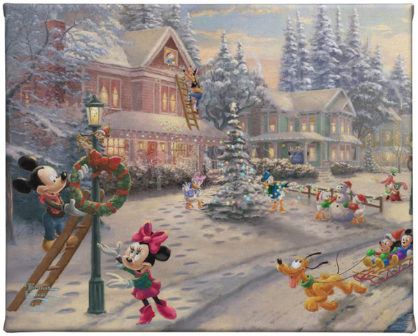 Disney Mickey's Victorian Christmas gallery wrapped canvas print from Thomas Kinkade Studios.