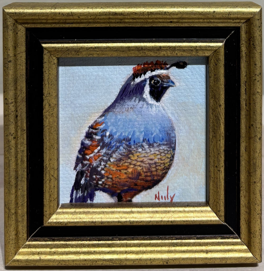 Quail miniature original painting by Karen Neely