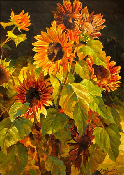 Leon Roulette Sunflower Original Oil Painting