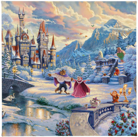 Disney Beauty & the Beast Winter Enchantment available in two sizes from Thomas Kinkade Studios