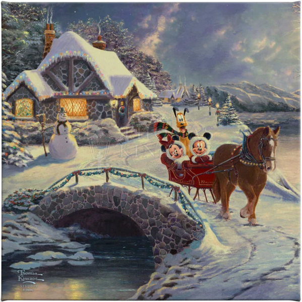 Disney Mickey and Minnie - Sleigh Ride - Gallery Wrapped Canvas from Thomas Kinkade Studios