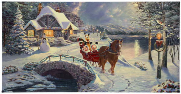 Disney Mickey and Minnie - Sleigh Ride - Gallery Wrapped Canvas from Thomas Kinkade Studios