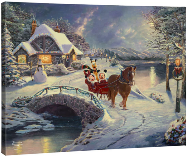 Disney Mickey and Minnie - Sleigh Ride - Gallery Wrapped Canvas from Thomas Kinkade Studios