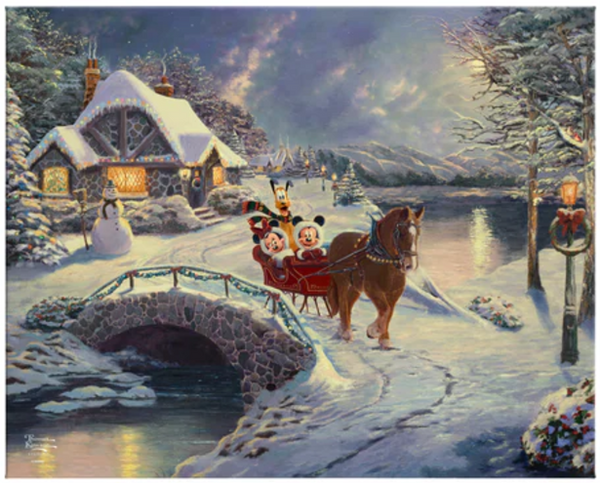 Disney Mickey and Minnie - Sleigh Ride - Gallery Wrapped Canvas from Thomas Kinkade Studios