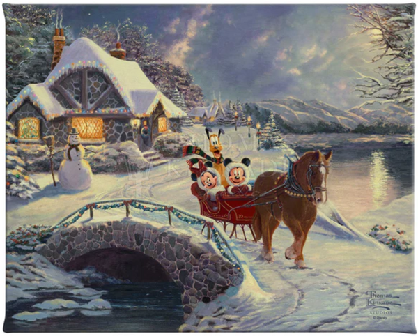 Disney Mickey and Minnie - Sleigh Ride - Gallery Wrapped Canvas from Thomas Kinkade Studios