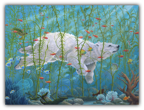 The Buffalo by Robert Bissell featuring a polar bear swimming in the tropics.