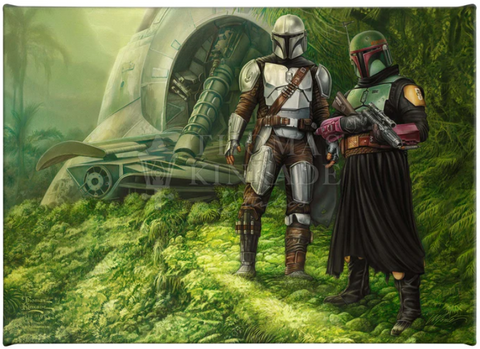 The Mandalorian by Monte Michael Moore featuring bounty hunters Boba Fett™ and Din Djarin.