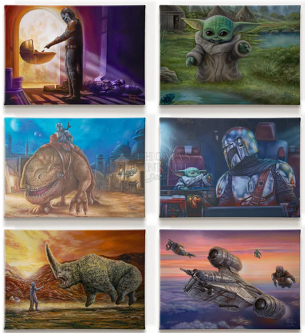 The Mandalorian canvas prints by Monte Michael Moore featuring the Disney+ Star Wars characters