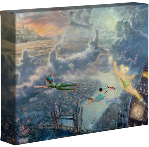 Disney Tinker Bell and Peter Pan Fly to Never Land - canvas print available in three sizes.