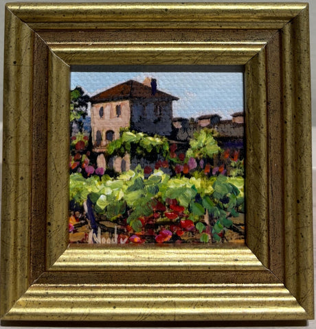 V. Sattui winery of Napa Valley miniature original painting by Karen Neely