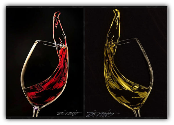 Red Pour and White Pour Wine Abstract on metal by Chris DeRubeis