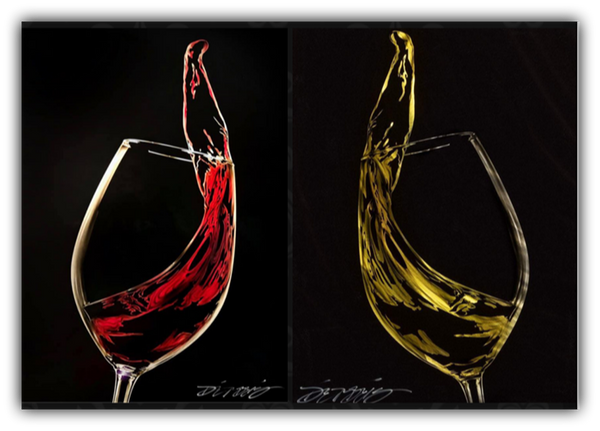 Red Pour and White Pour Wine Abstract on metal by Chris DeRubeis