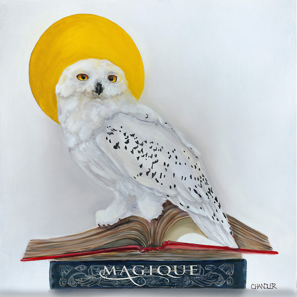 Magique painting of a snowy owl by Gail Chandler