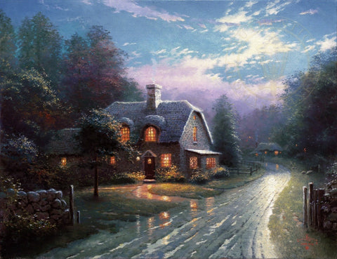 Crystal Art Kit, Stretched On Stretcher Frame, Thomas Kinkade, Victorian  Light, Round Stones, Approx. 50x40cm, Full Image - Painting
