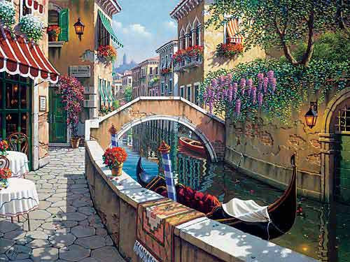 Original oil painting of outlets a Venice canal By San Marco